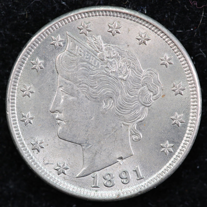 1891 Liberty Nickel, Uncirculated Collectible Coin. Store