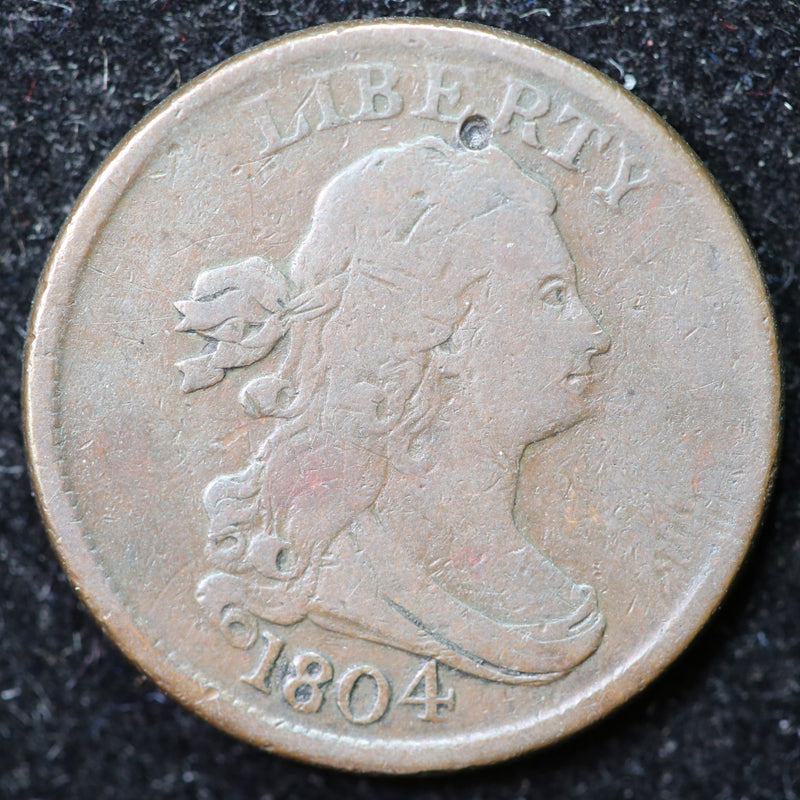 1804 Draped Bust Half Cent, Affordable Collectible Coin. Store