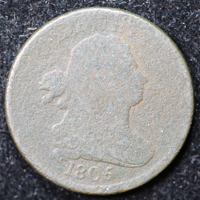 1805 Draped Bust Half Cent, Affordable Collectible Coin. Store