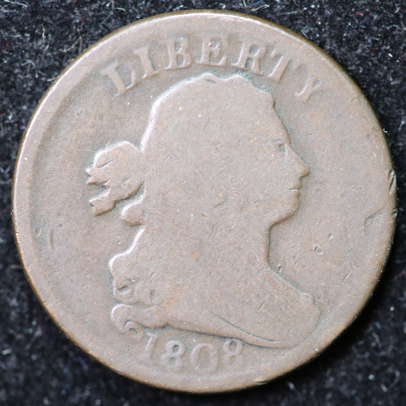 1808 Draped Bust Half Cent, Affordable Collectible Coin. Store
