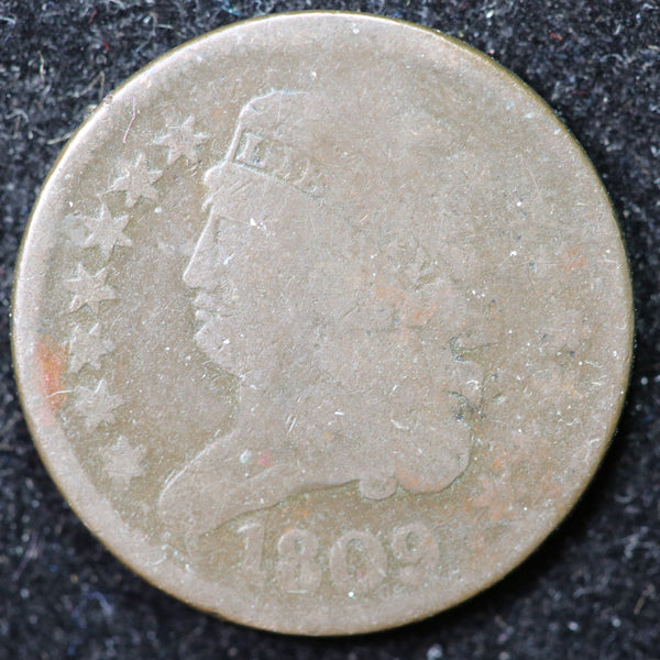 1809 Classic Head Half Cent, Affordable Collectible Coin. Store #1269098