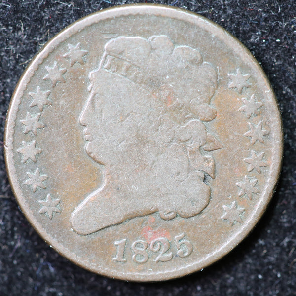 1825 Classic Head Half Cent, Affordable Collectible Coin. Store #1269103