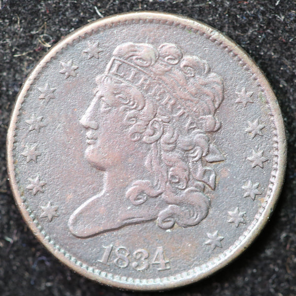 1834 Classic Head Half Cent, Affordable Collectible Coin. Store #1269110