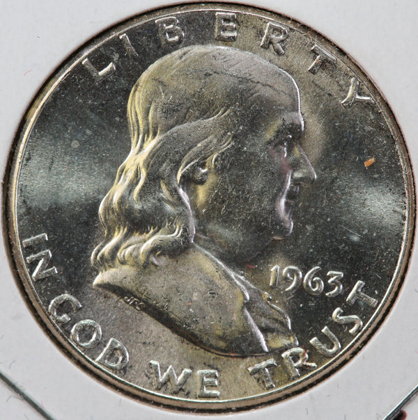 1963 Franklin Half Dollar, Uncirculated Coin GEM BU Details, Store #23082932