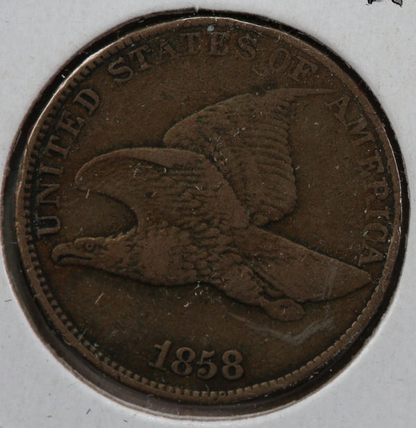 1858 Flying Eagle Cent, AU+ Details Large Letters, Store #23083007