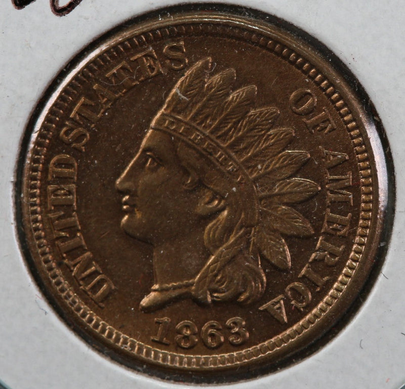1863 Indian Head Cent, Uncirculated Coin MS63+ Details, Store