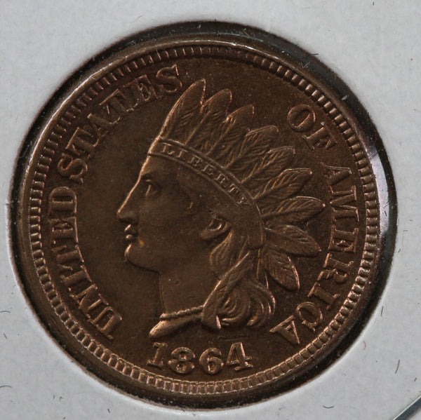 1864 Indian Head Cent, Old Green MS64 Details, Store #83024