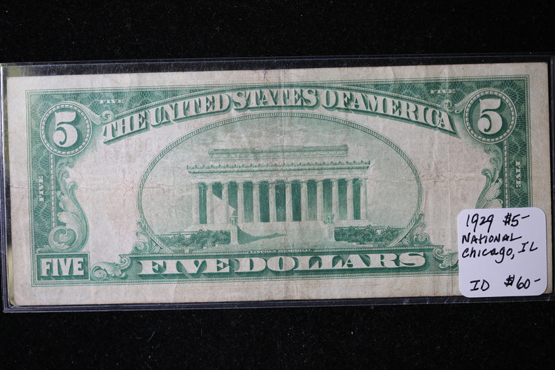 1929 $5, Federal Reserve Bank, Chicago, IL., Store Sale 091009