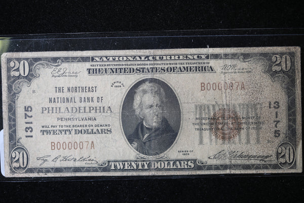 1929 $20, National Currency, Philadelphia, PA., Store Sale 091012