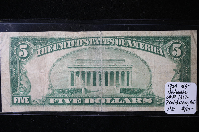 1929 $5  National Currency, Providence, RI., Store Sale 091021