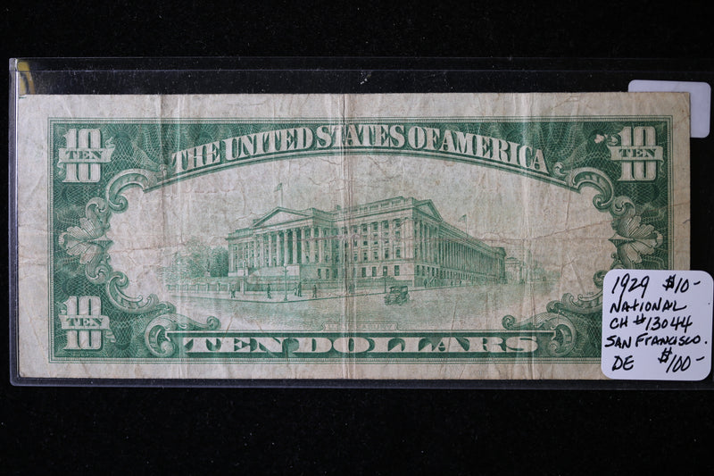 1929 $10  National Currency, San Francisco, CA., Store Sale 091031