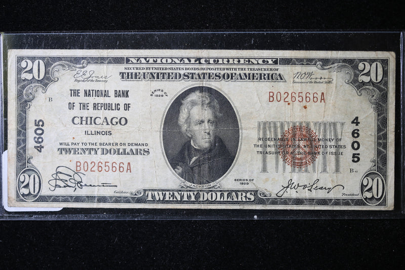 1929 $20  National Currency, Chicago, IL., Store Sale 091032