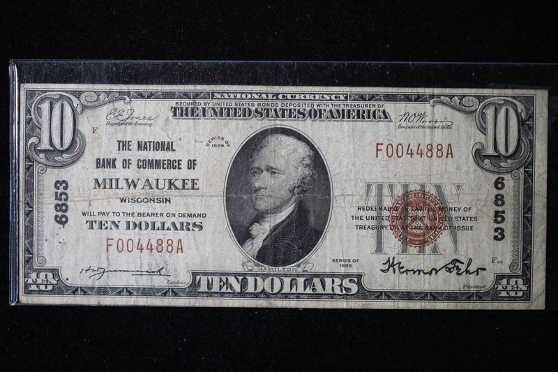 1929 $10 National Currency, Milwaukee, WI., Store Sale 091044