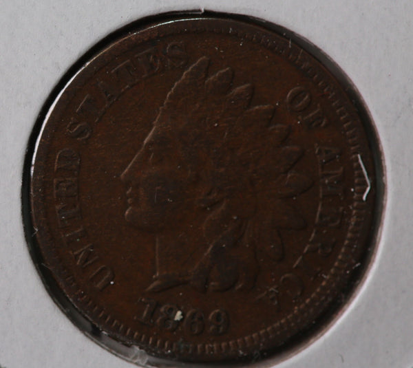 1869 Indian Head Cent, Circulated Coin Good Details, Store #83110