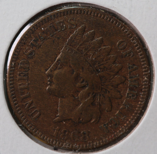 1868 Indian Head Cent, Circulated Coin XF Details, Store #83112