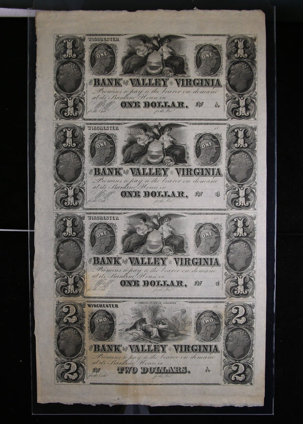 1800's Virginia., Full Sheet.,  Obsolete Currency, Store Sale 093227
