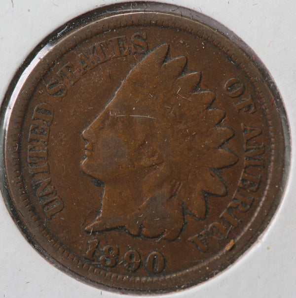 1890 Indian Head Cent, Circulated Coin VG+ Details, Store #90115