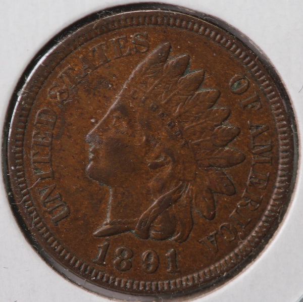 1891 Indian Head Cent, Circulated Coin AU Details, Store #23090119