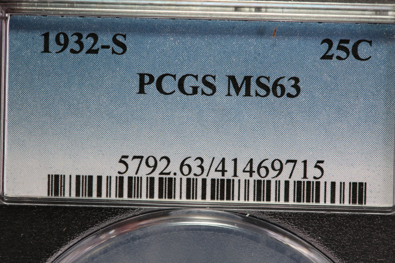 1932-S Washington Silver Quarter, *KEY DATE*., PCGS MS-63.,  Store Sale
