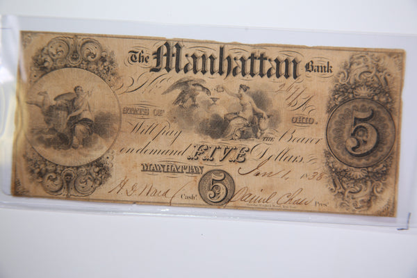 1838 Manhattan Bank, Ohio, Obsolete Currency, Store Sale 0932103