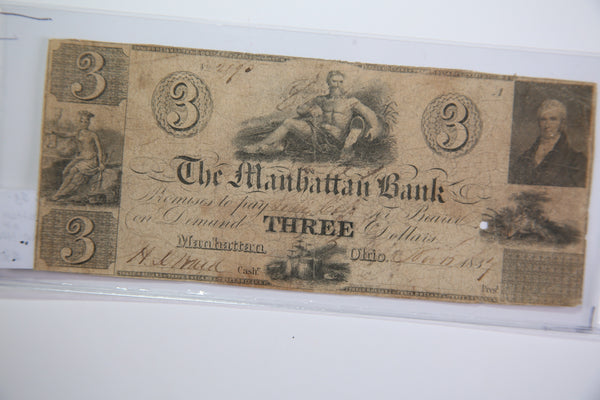 1834 Manhattan Bank, Ohio, Obsolete Currency, Store Sale 0932106