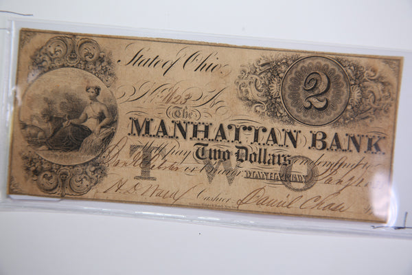 1838 Manhattan Bank, Ohio, Obsolete Currency, Store Sale 0932107
