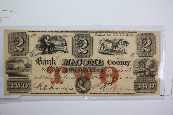 1858 Macomb County, MI., Obsolete Currency, Store Sale 0932130