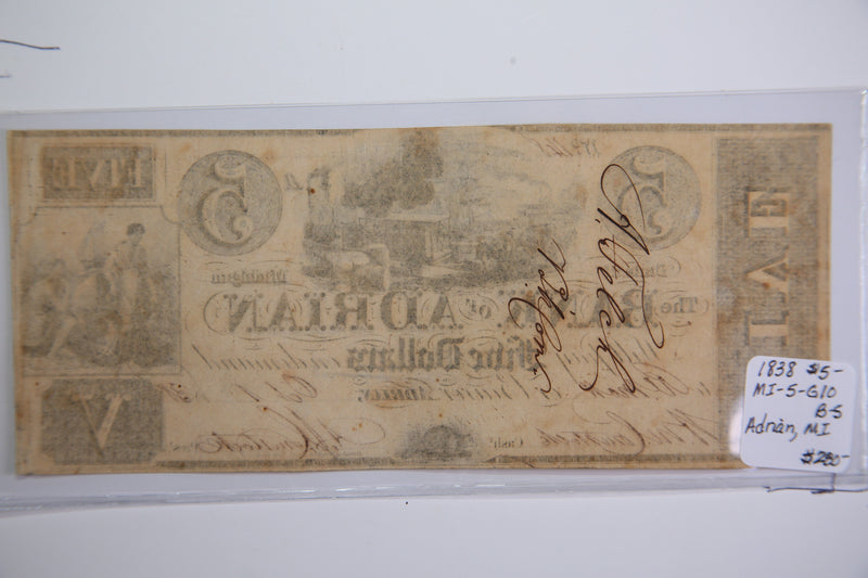 1838 ADRIAN Michigan., Obsolete Currency, Store Sale 0932180