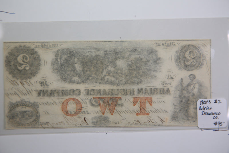 18__ ADRIAN Insurance, Michigan., Obsolete Currency, Store Sale 0932182
