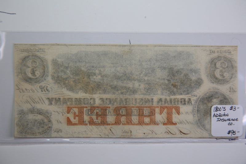 18__ ADRIAN Insurance, Michigan., Obsolete Currency, Store Sale 0932183