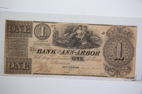 1838 Bank of Ann Arbor, $1,   Michigan.,  Obsolete Currency, Store Sale 0932191