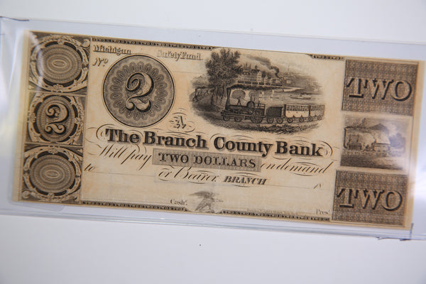 18__ Branch County,  Michigan.,  $2 Obsolete Currency, Store Sale 0932211