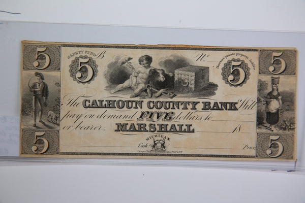 18__ Marshall, Michigan., $5. Obsolete Currency, Store Sale 0932230