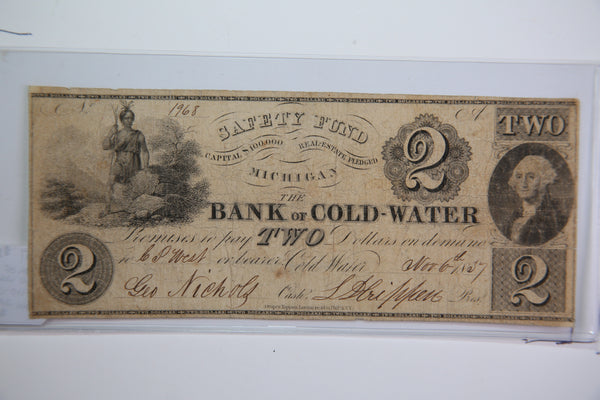 1837 Cold-Water., Michigan.$2. Obsolete Currency, Store Sale 0932249