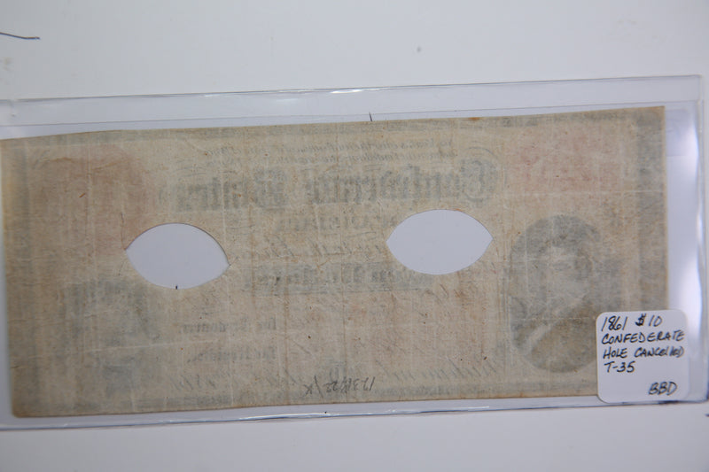 1861 $10 Confederate States, Obsolete Currency, Store Sale 0932256