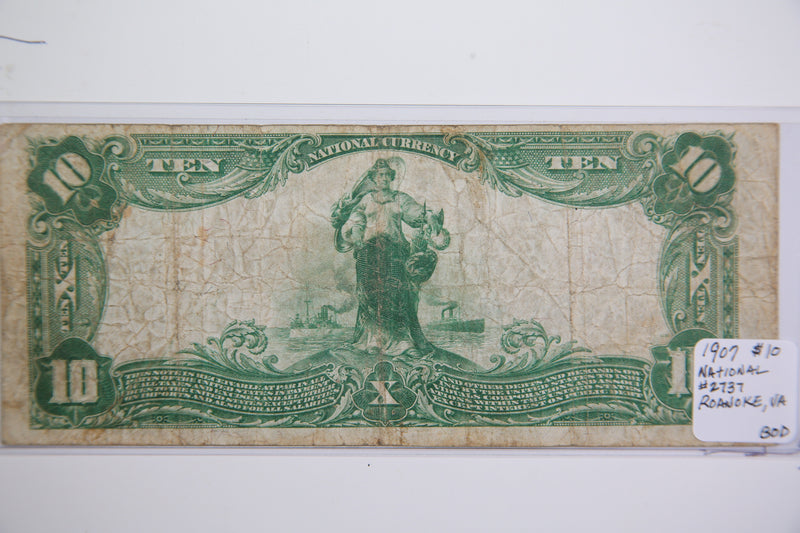 1902 $10 National Currency, Roanoke, VA.,  Affordable Priced. Store