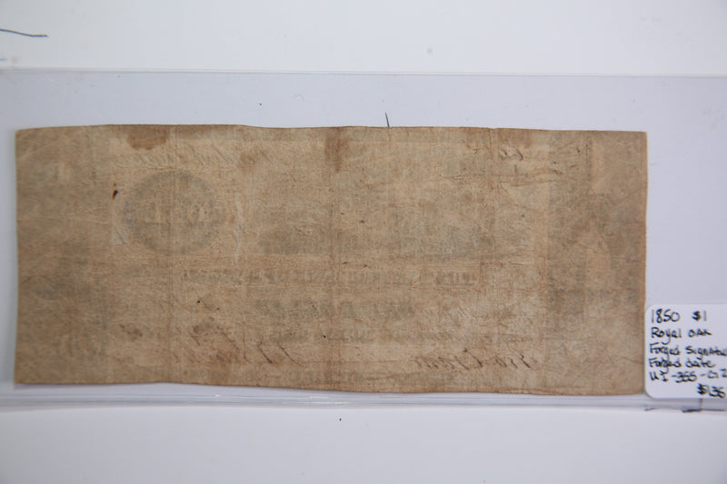 1850 Royal Oak, Michigan., $1., Obsolete Currency, Store Sale 0932261