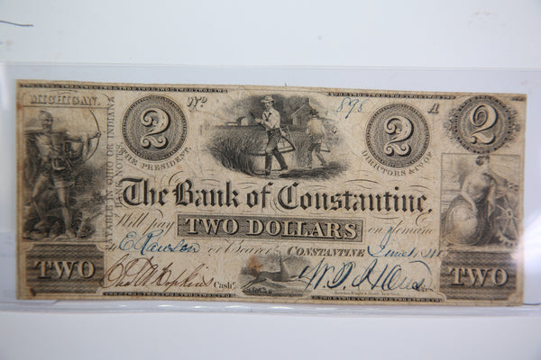 1839 $2, Constantine, Michigan., Obsolete Currency,  Store Sale 0932298