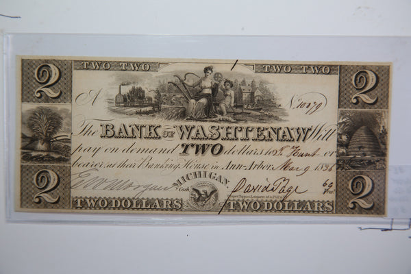 1836 $2, Ann Arbor,  Michigan., Obsolete Currency,  Store Sale 0932383