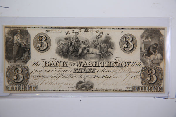 1835 $3, Ann Arbor,  Michigan., Obsolete Currency,  Store Sale 0932389