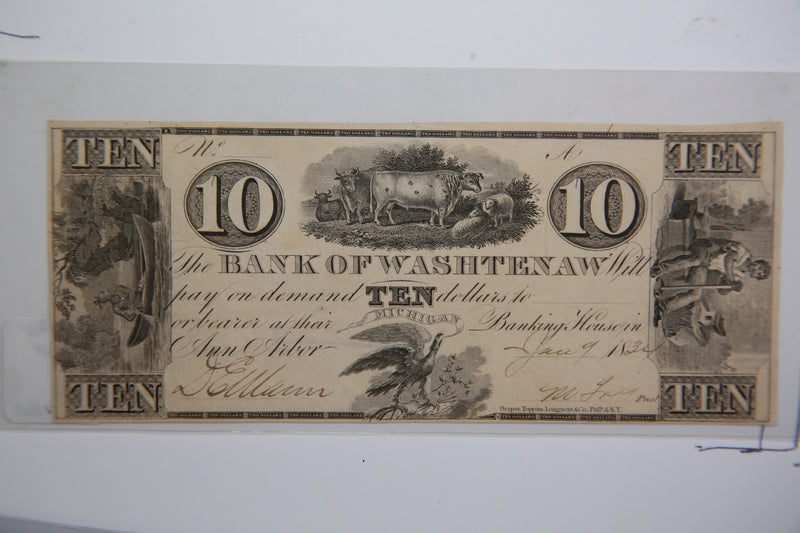 1834 $10, Ann Arbor,  Michigan., Obsolete Currency,  Store Sale 0932395