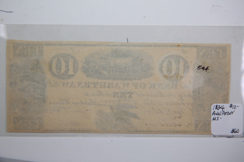 1834 $10, Ann Arbor,  Michigan., Obsolete Currency,  Store Sale 0932395