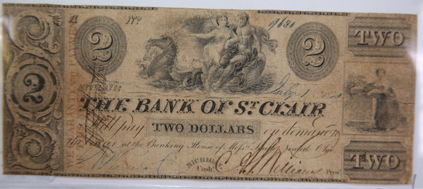 1840 $2, St Clair, Michigan., Obsolete Currency, Store Sale 0932431