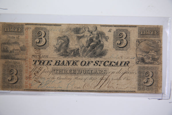 1840 $3, St Clair, Michigan., Obsolete Currency, Store Sale 0932432