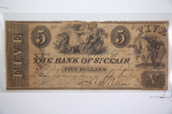1840 $5, St Clair, Michigan., Obsolete Currency, Store Sale 0932433
