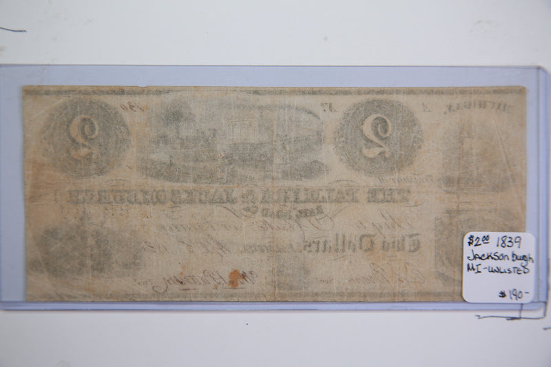 1839 $2, Palmyra., Michigan., Obsolete Currency, Store Sale 09322564
