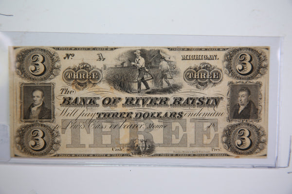 18__ $3, Monroe., Michigan., Obsolete, Currency, Store Sale 09322582