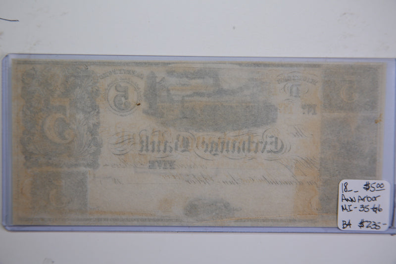 18__ $5, Ann Arbor., Michigan., Obsolete, Currency, Store Sale 09322590