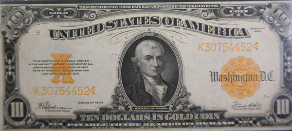 1922 $10 Gold Certificate.,  Choice Uncirculated., Affordable Priced. Store #932904