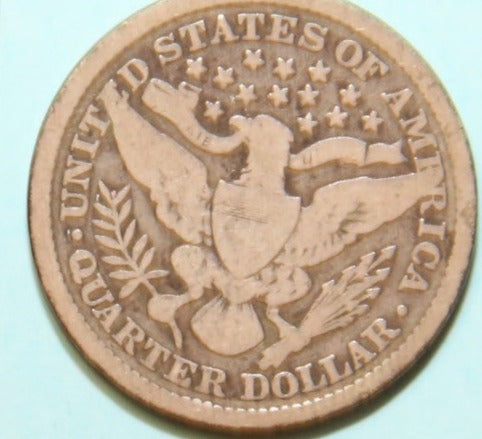 1892 Barber Silver Quarter, Affordable Circulated Coin. Store #QR1096